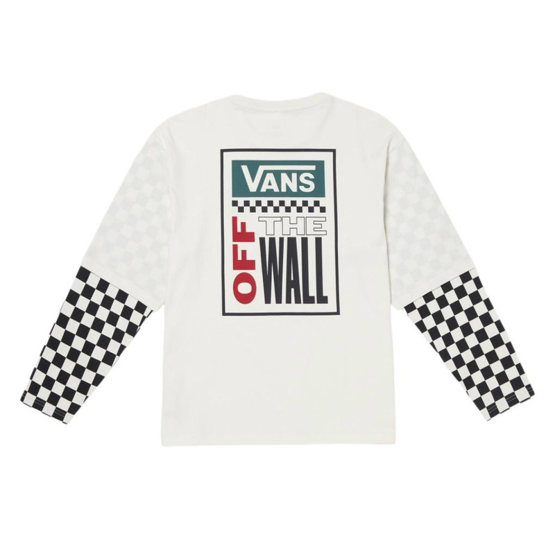 Vans Vans Spaced Out Logo Checker Pearl 롱 슬리브 티셔츠 'White Black'VN000GNWFS8 outlook
