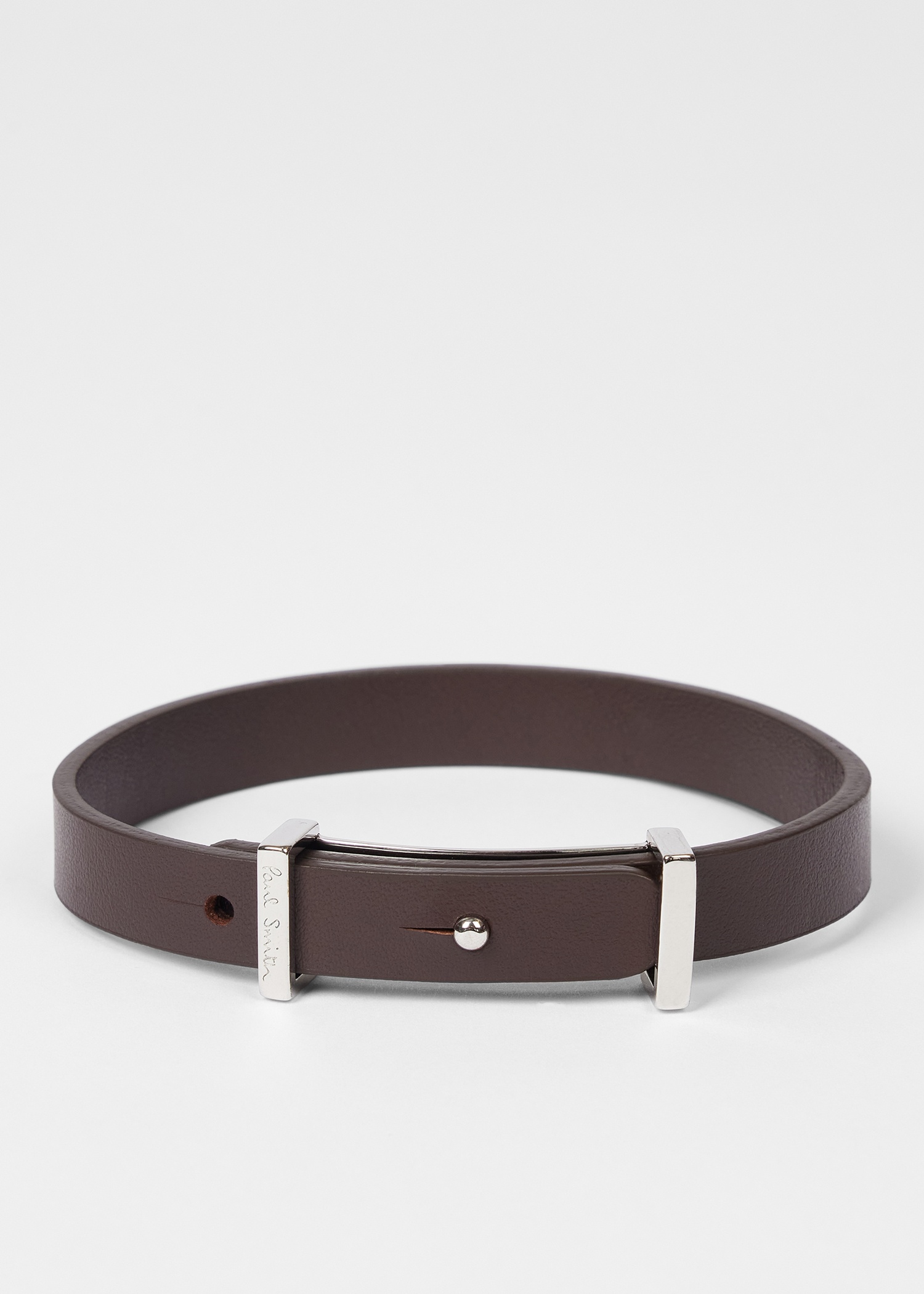 Brown Signature Buckle Leather Bracelet - 2