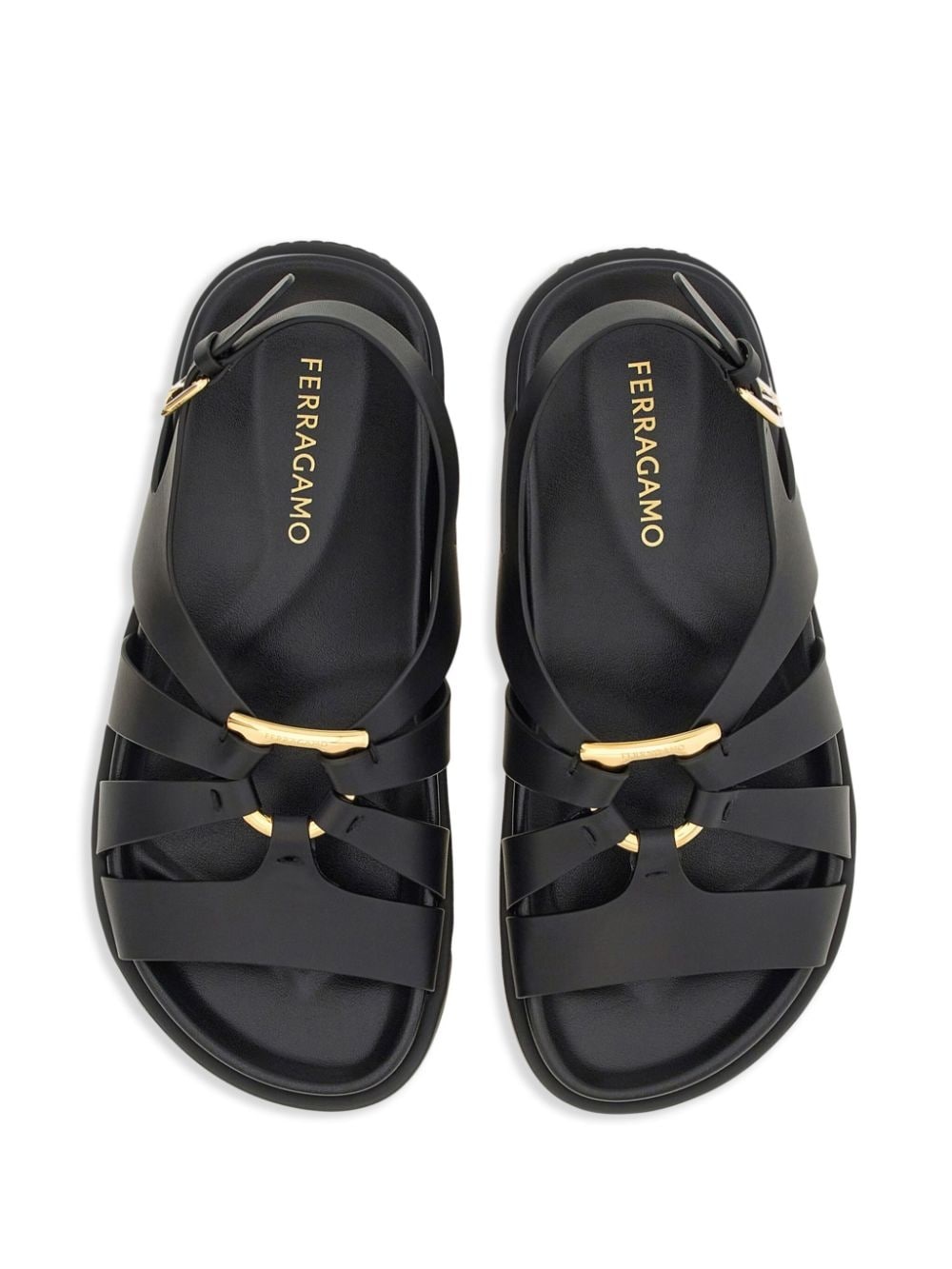 Gancini-plaque caged sandals - 4