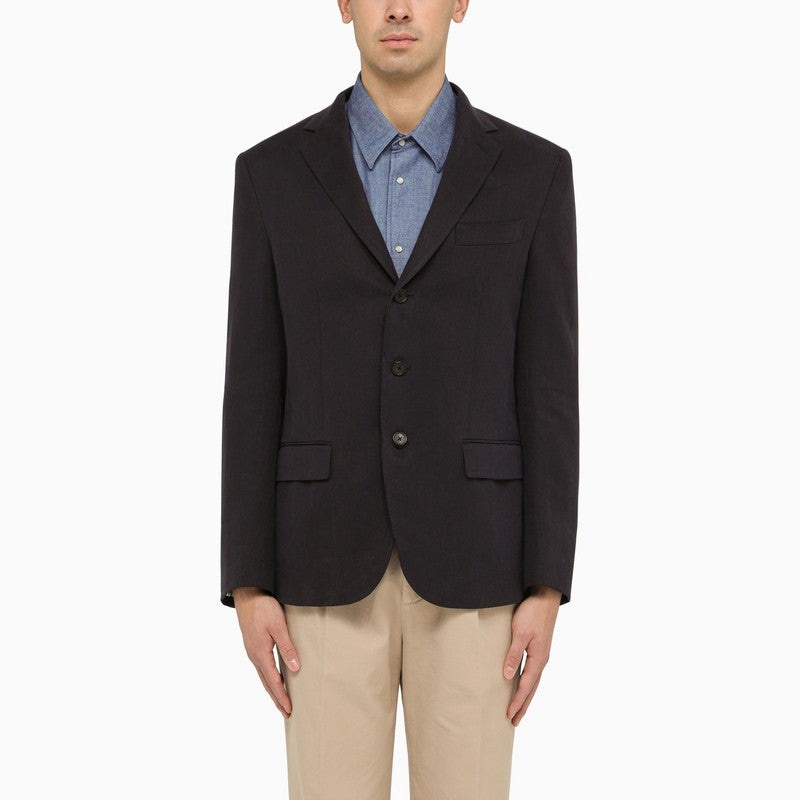 Loro Piana Single-Breasted Blue Linen Jacket Men - 1