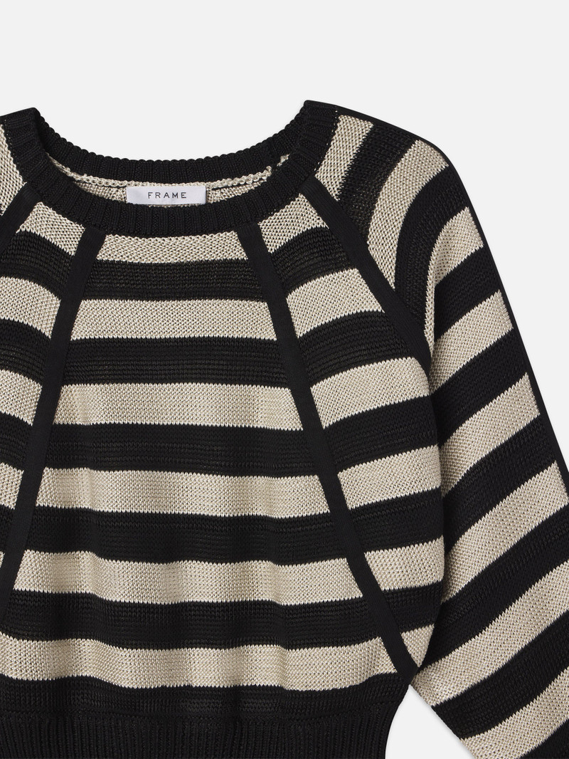 Striped Raglan Sweater in Black Multi 3