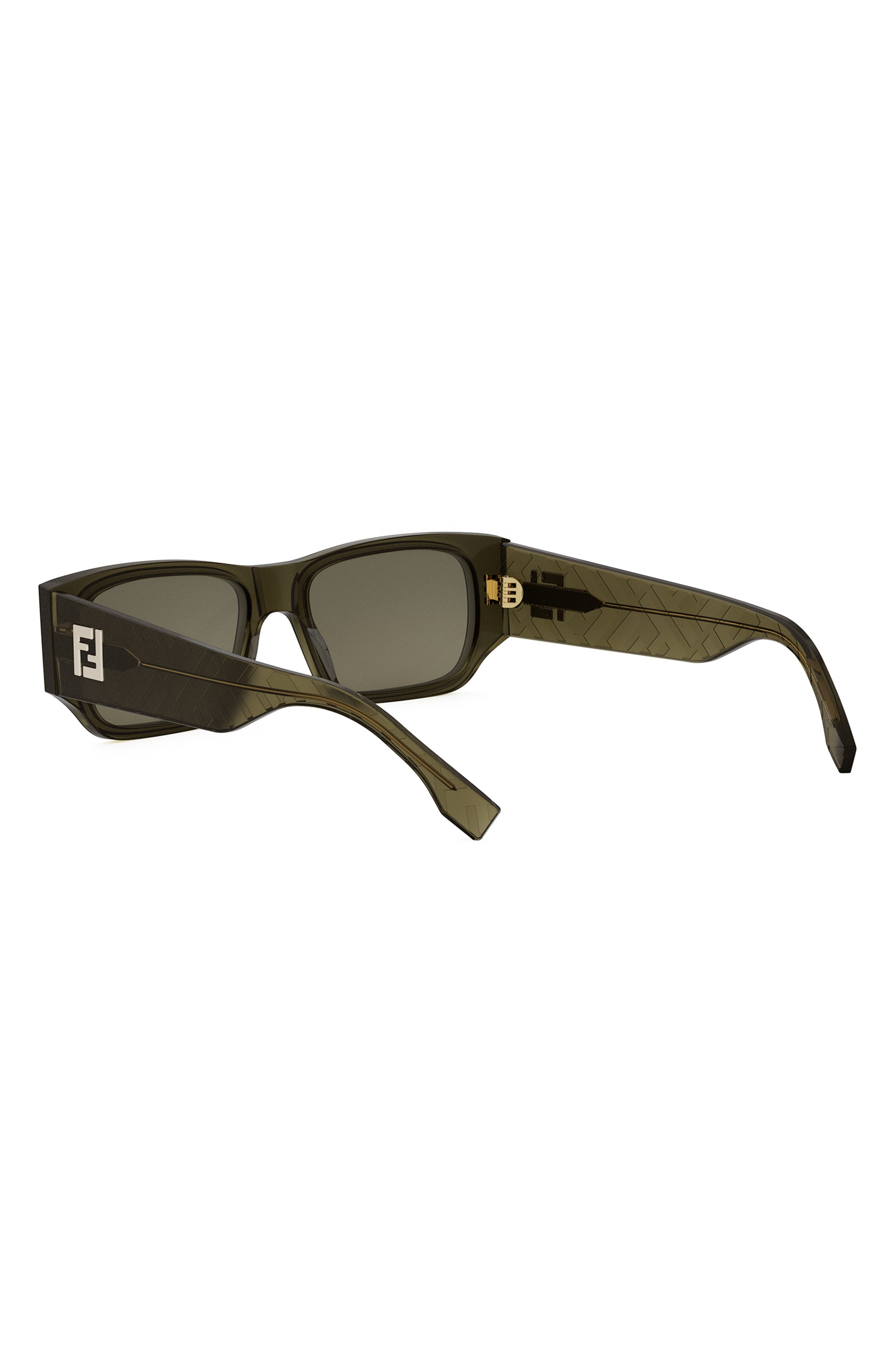 Fendi FF Squared 54mm Rectangular Sunglasses in Shiny Dark Green /Green at Nordstrom - 5