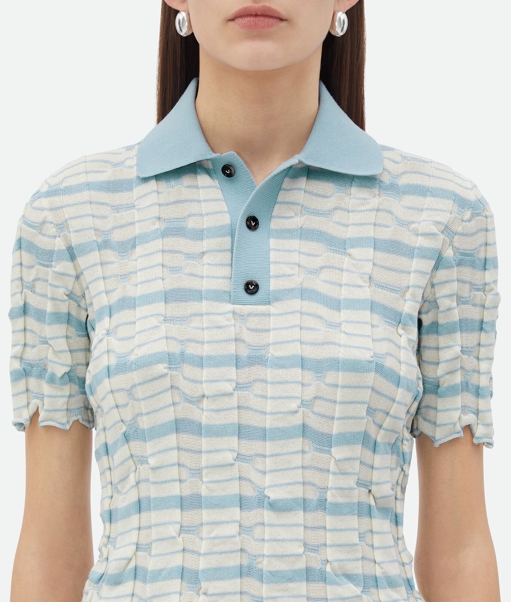 Distorted Stripe Cotton Polo - 4