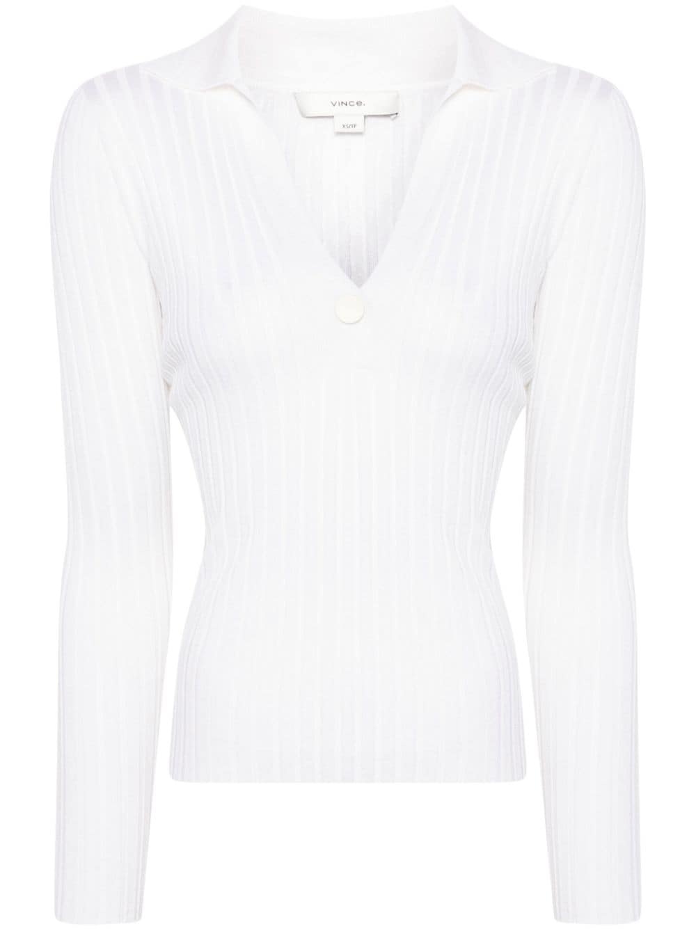 ribbed-knit polo top - 1