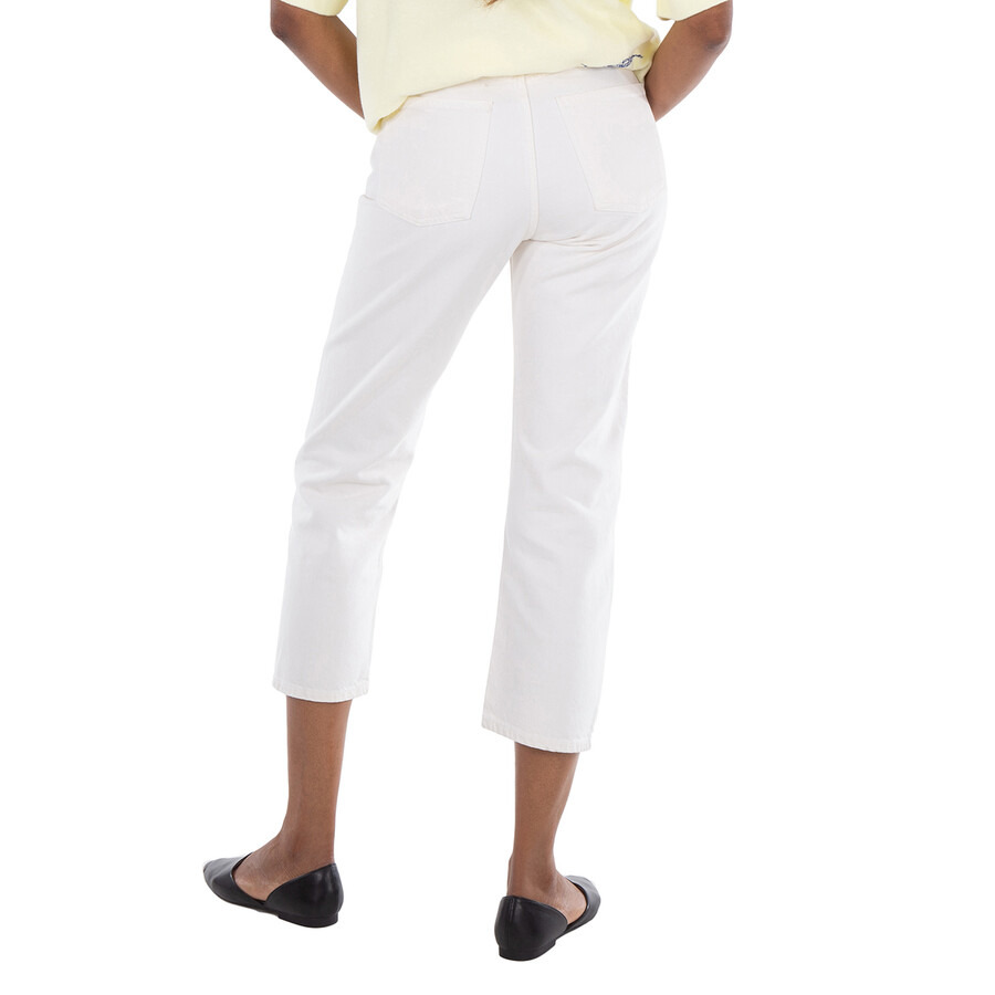 Agolde Ladies White 90S Crop Mid Rise Straight Jeans - 6