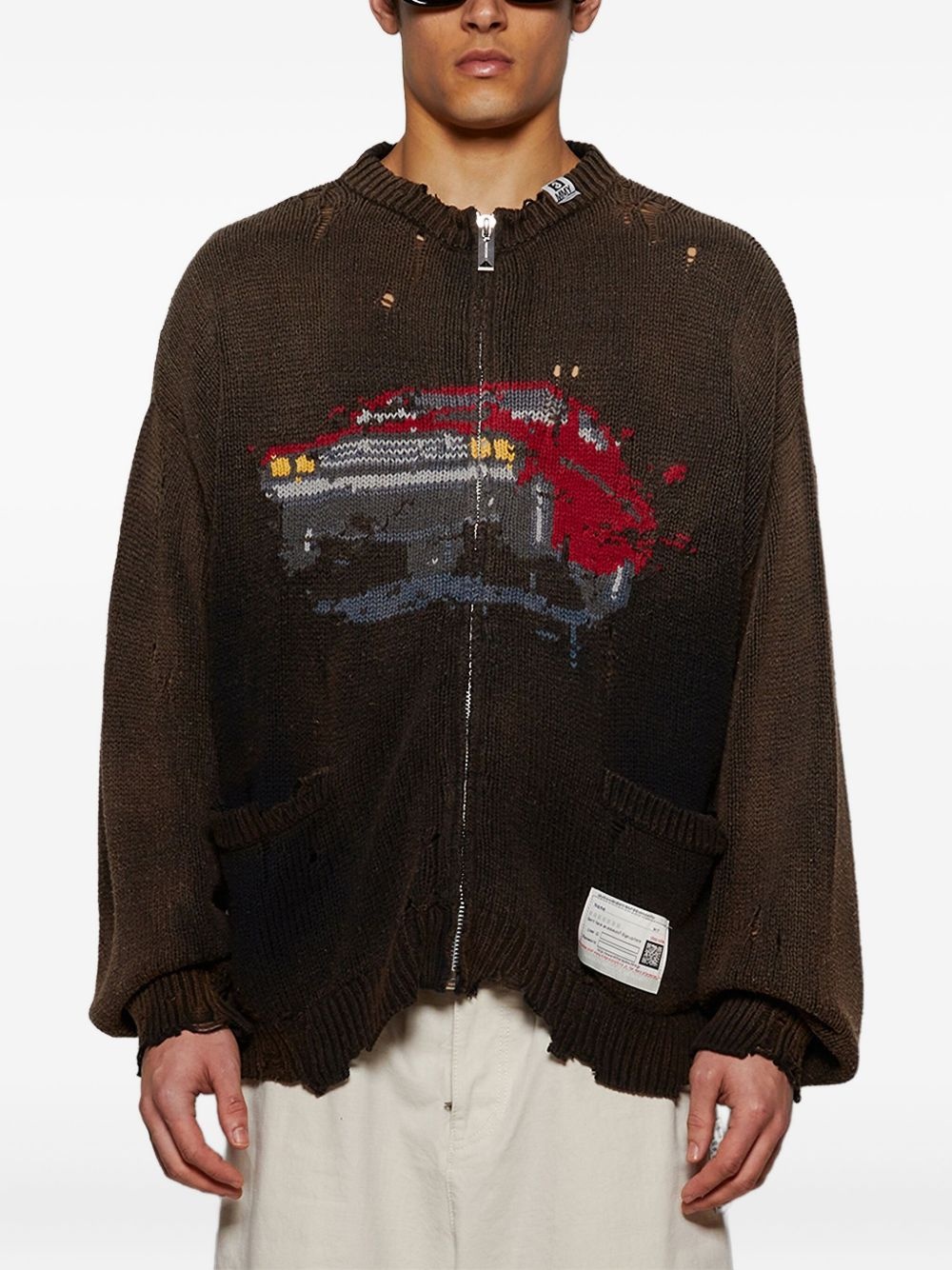 Car distresses cardigan - 3