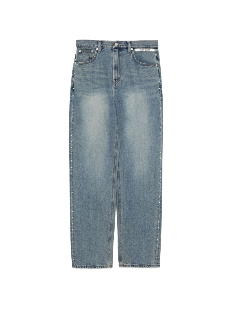faux-pearl embellished jeans 1