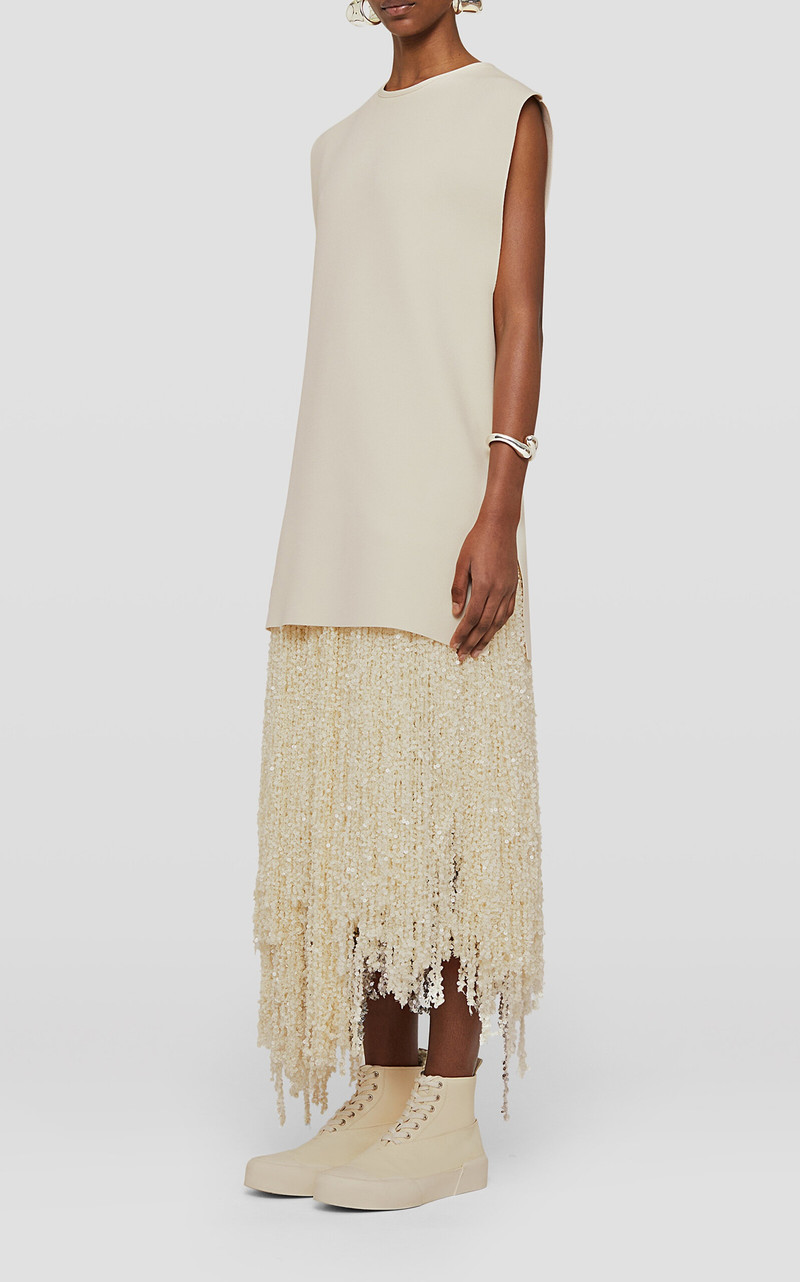 Sequin Fringed Midi Dress ivory 3