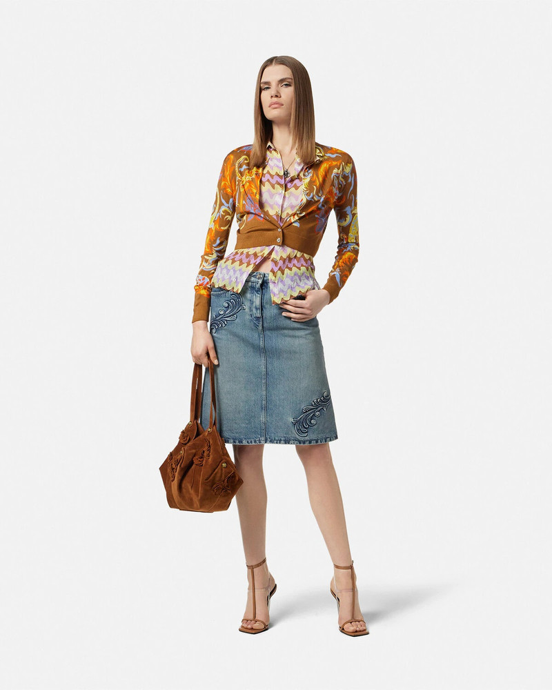 VERSACE Exotic Barocco Silk Crop Knit Cardigan outlook