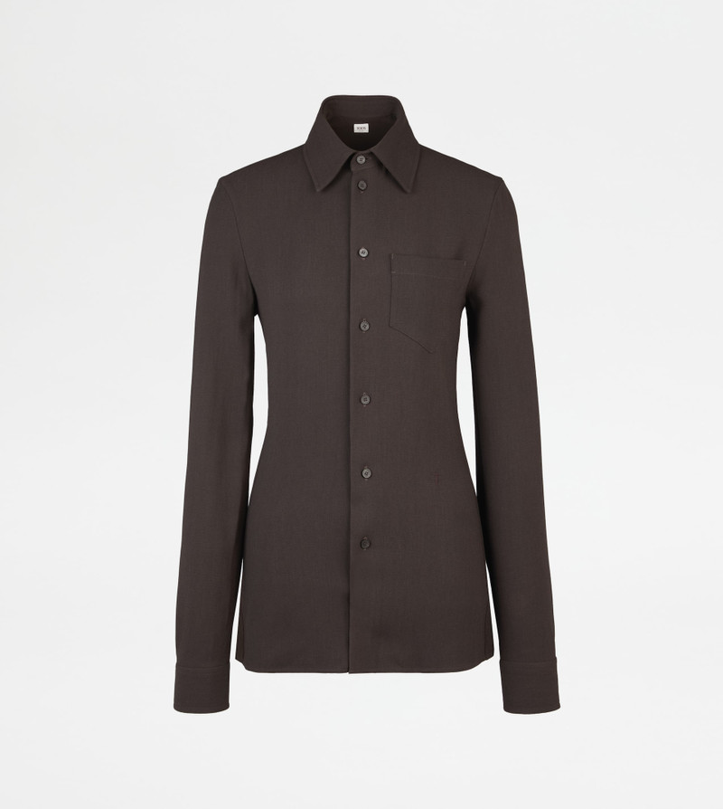WOOL BLEND SHIRT - BROWN 1