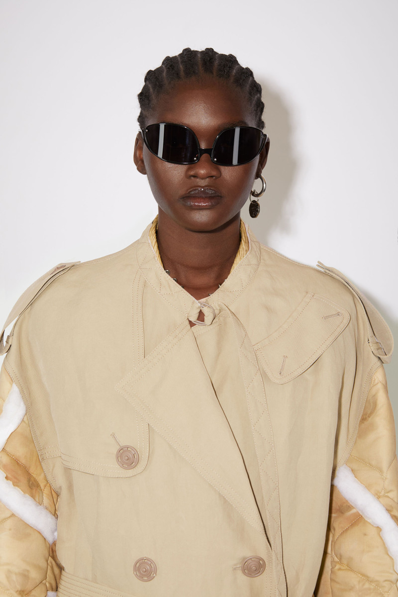 Double-breasted patchwork trench coat - Dusty beige 6