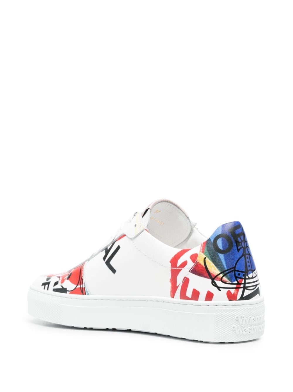 mix-print leather sneakers - 3