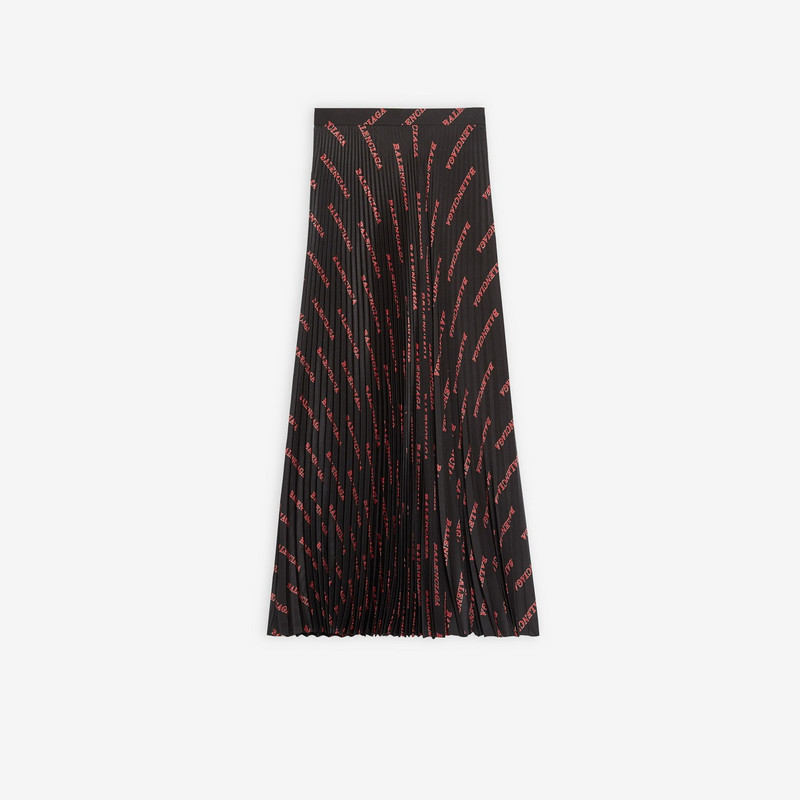 BALENCIAGA Allover Sporty Logo Asymmetric Pleated Skirt outlook