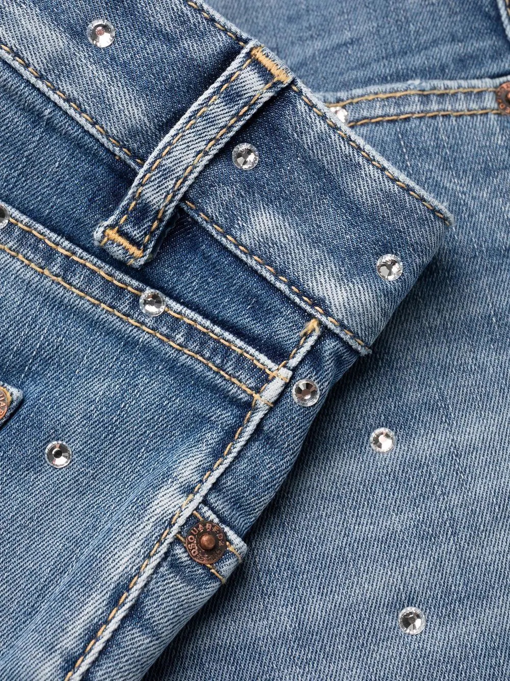 crystal-embellished cropped jeans - 7