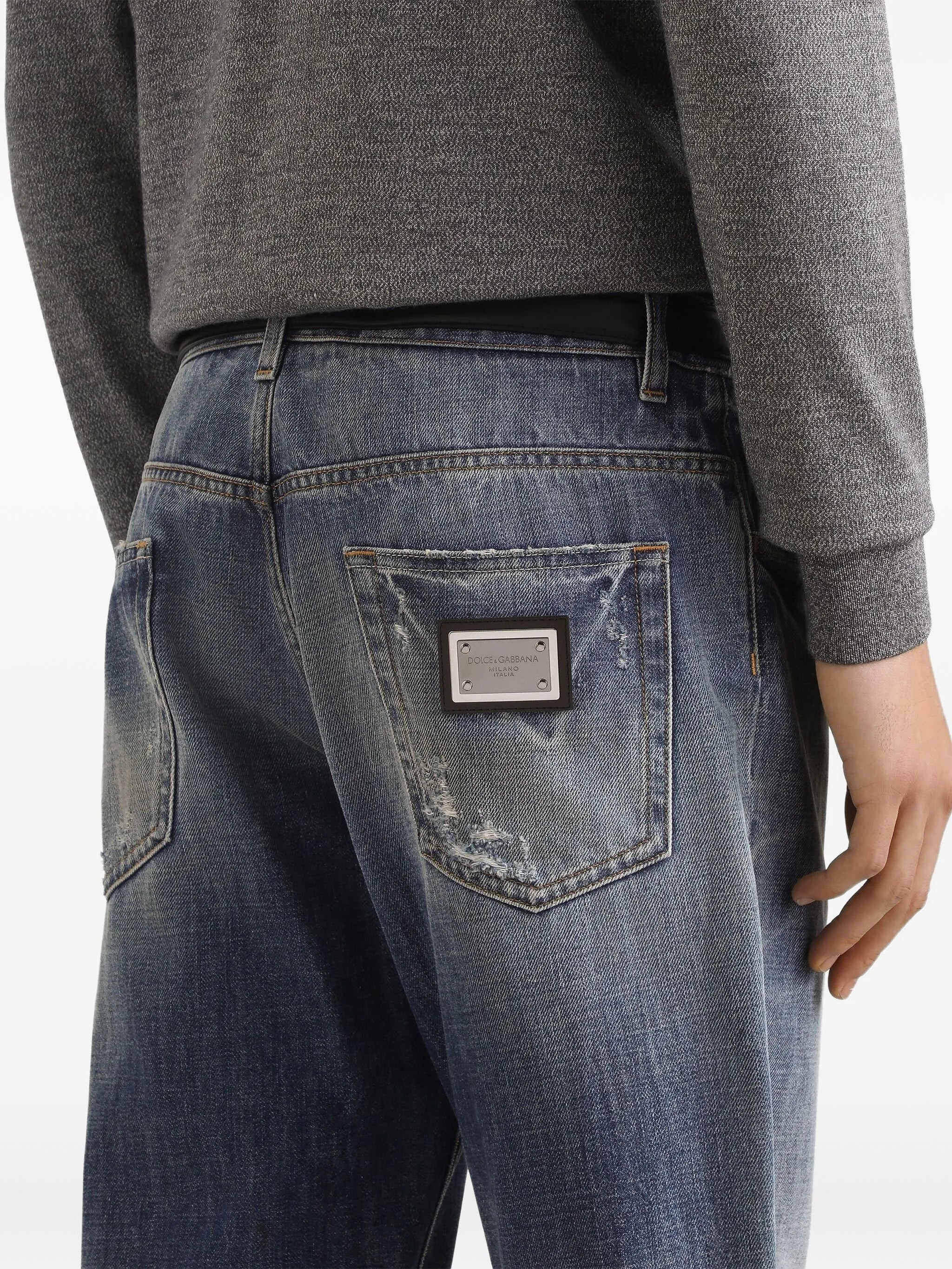 Dolce &amp; Gabbana Faded-effect Logo-plaque Jeans - 2