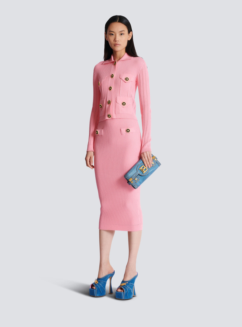 Balmain Midi skirt in a plain ribbed knit outlook