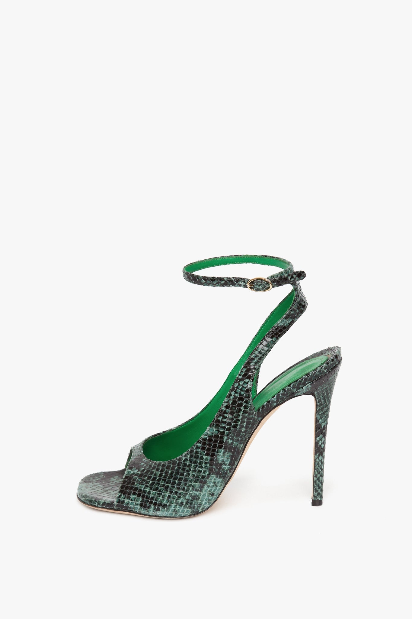 Dawn Sandal in Petrol Green Printed Snakeskin - 1