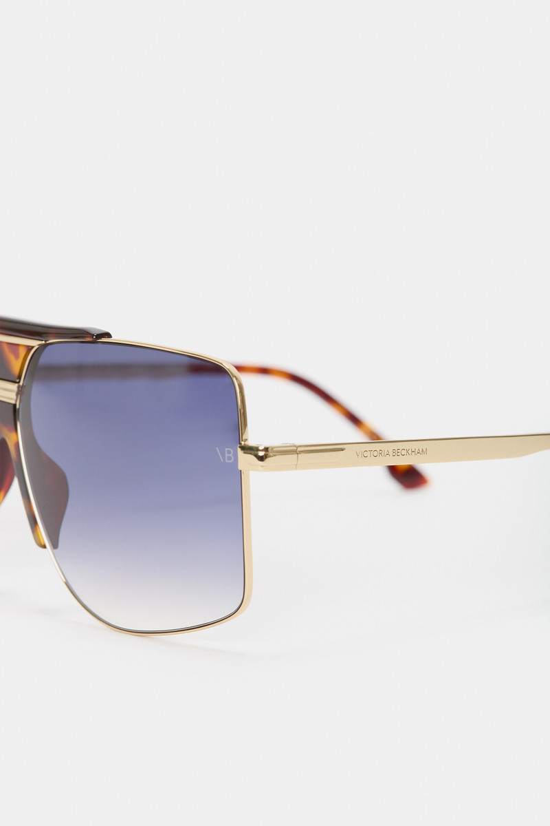 Oversized Metal And Acetate Frame In Gold Havana 5