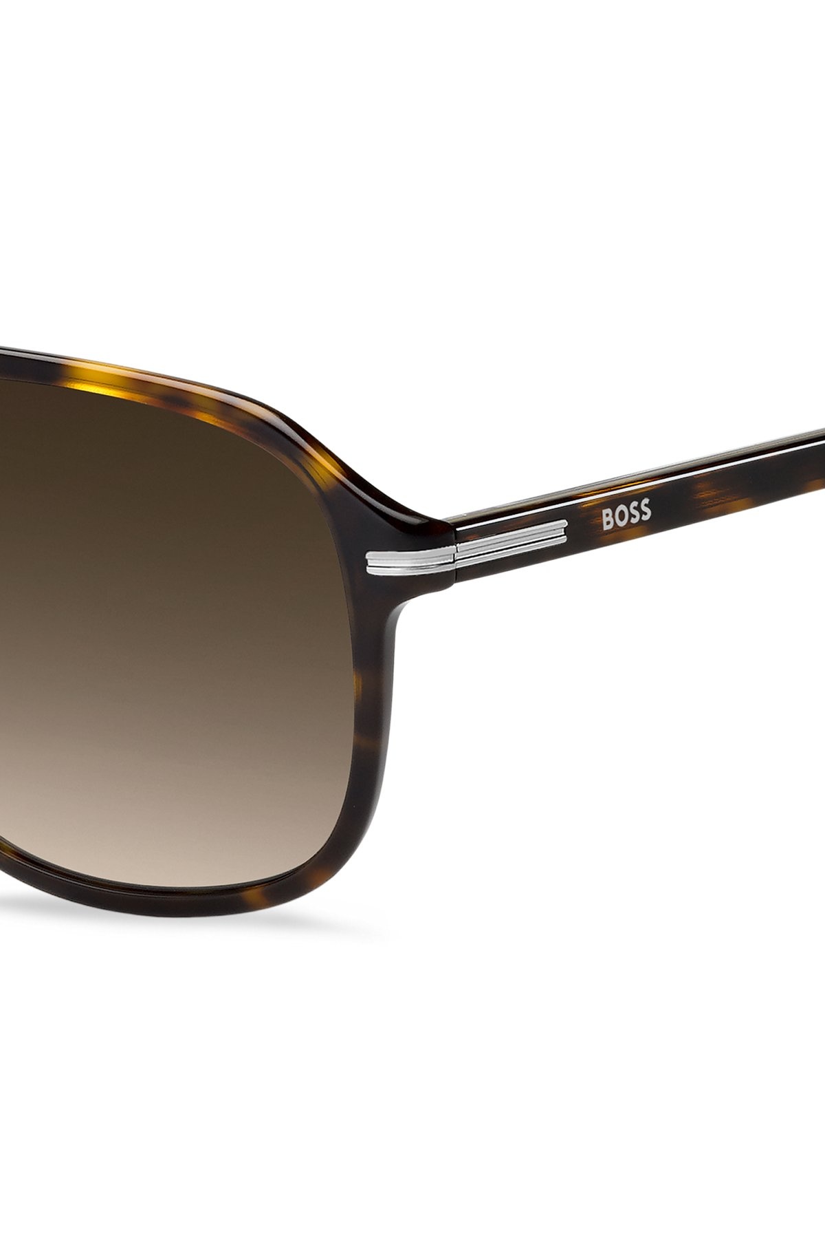 HAVANA-ACETATE SUNGLASSES WITH SILVER-TONE TRIMS - 2
