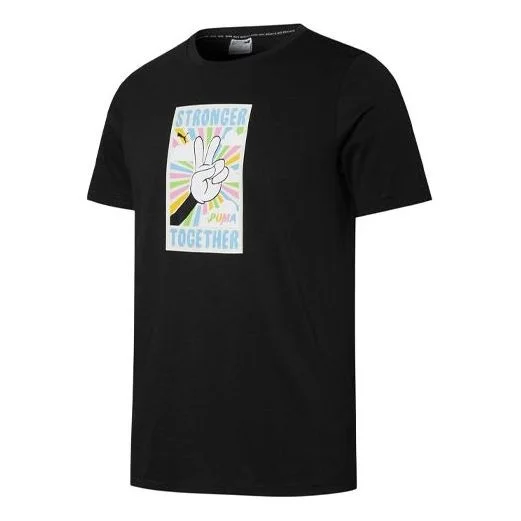 PUMA Graphic Funny Printing Sports Round Neck Short Sleeve Black 534152-01 - 1
