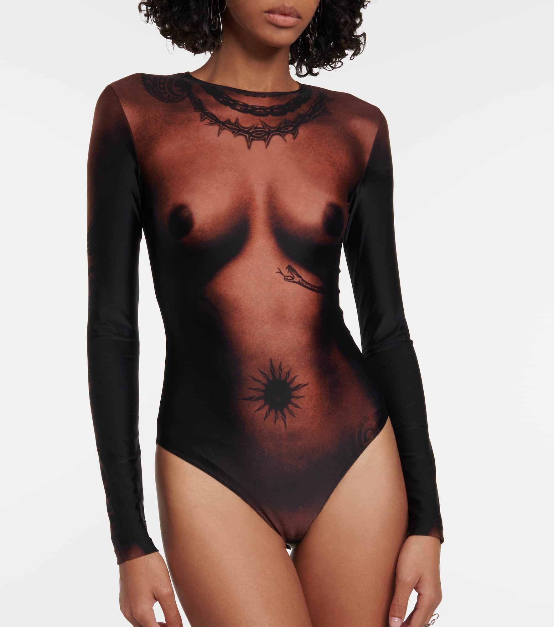 Tattoo trompe-l'œil jersey bodysuit - 3