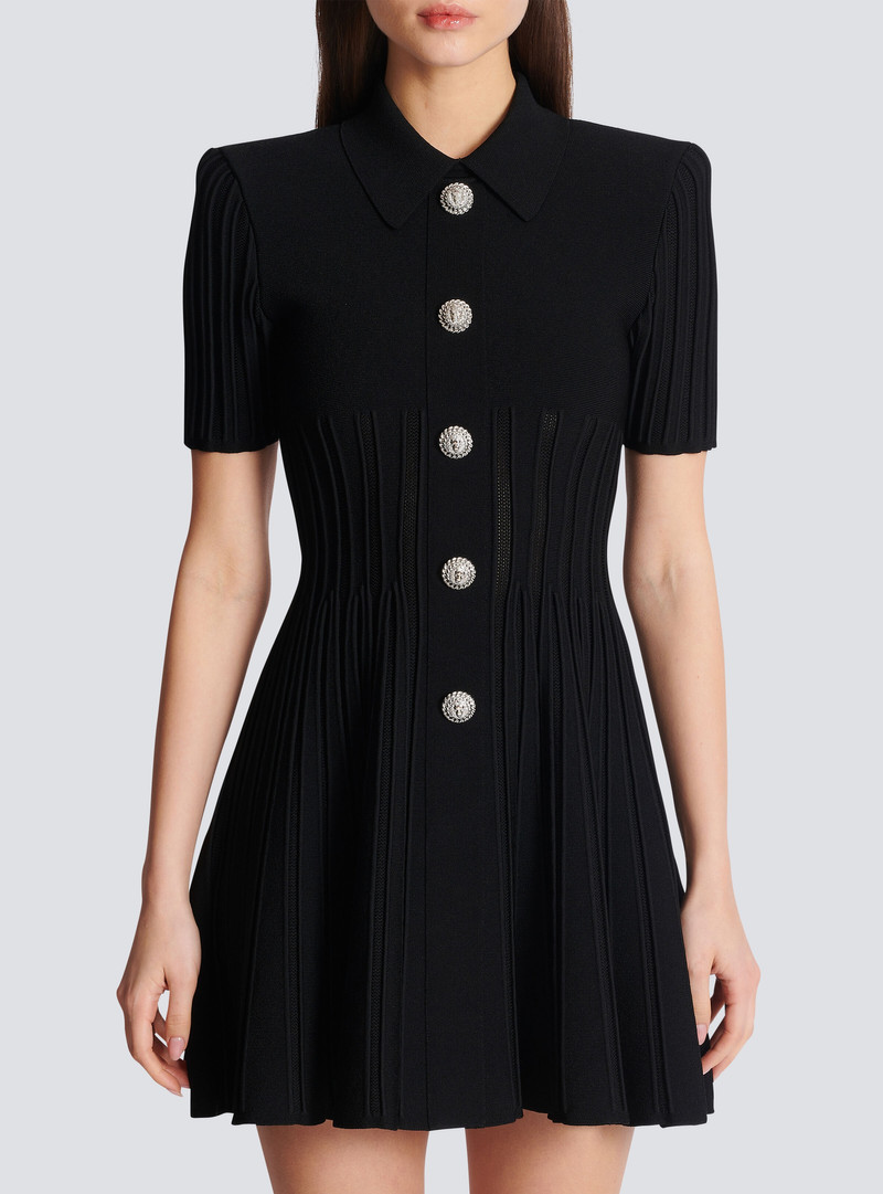 Short flared ribbed knit dress 5