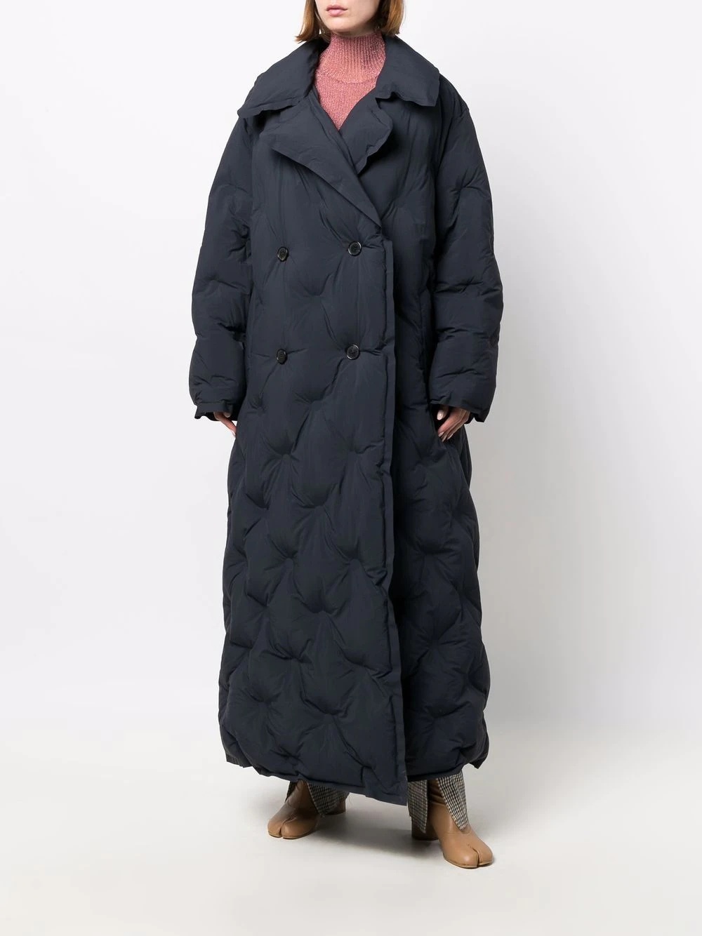 quilted colour-block coat - 3