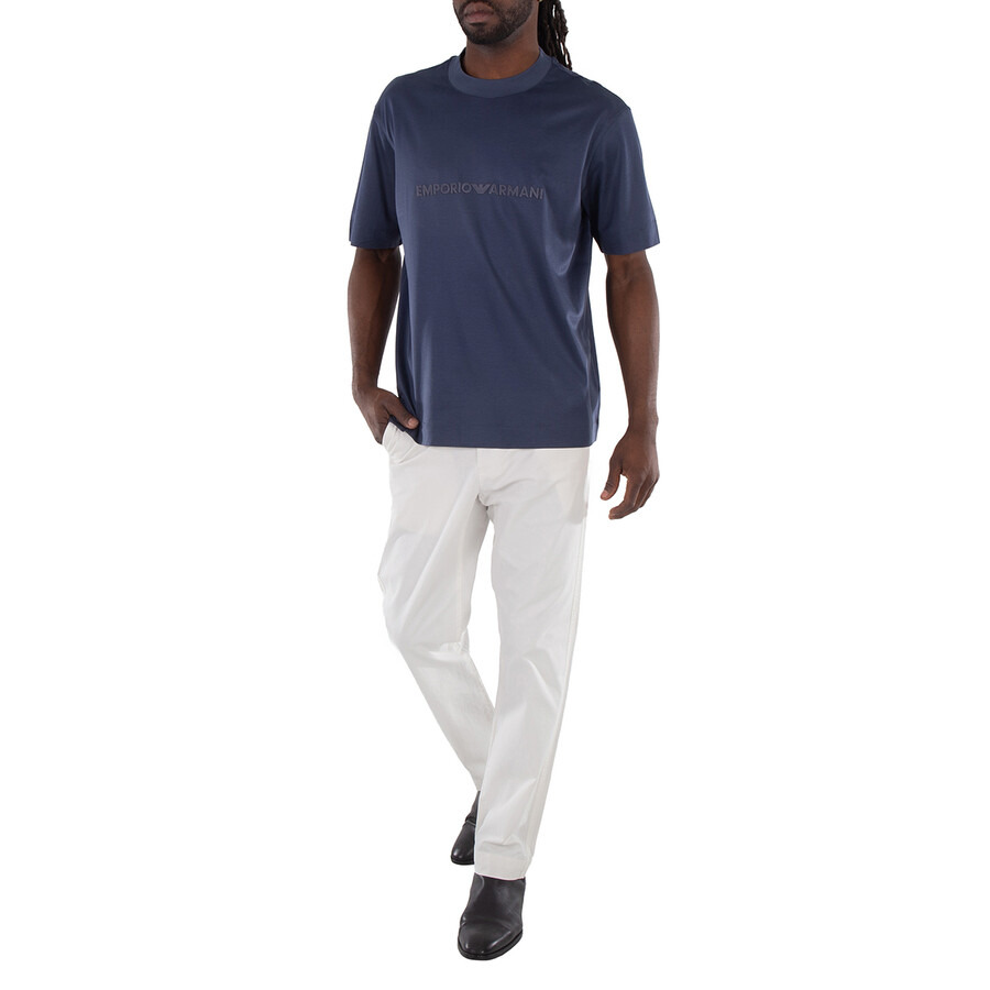 Emporio Armani Logo Embroidered Lyocell-Blend T-Shirt - 3
