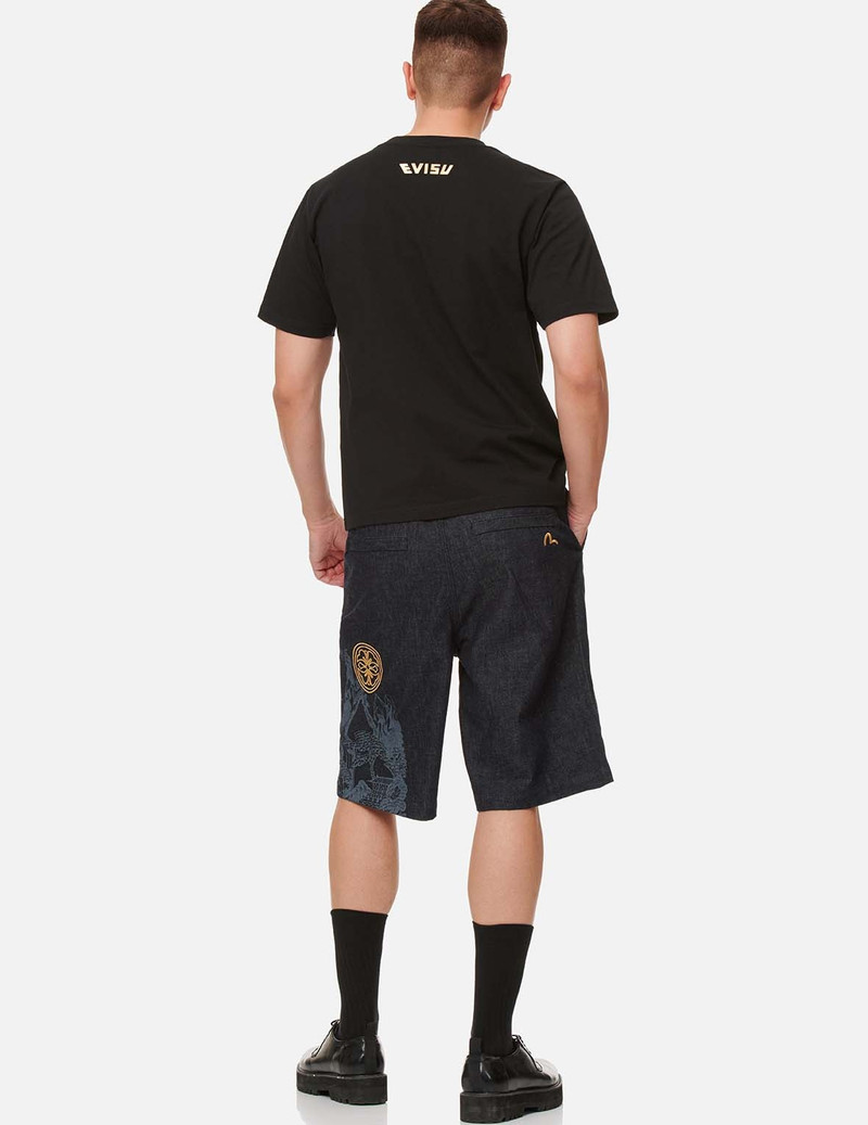 LANDSCAPE MOTIF DENIM SHORTS 6