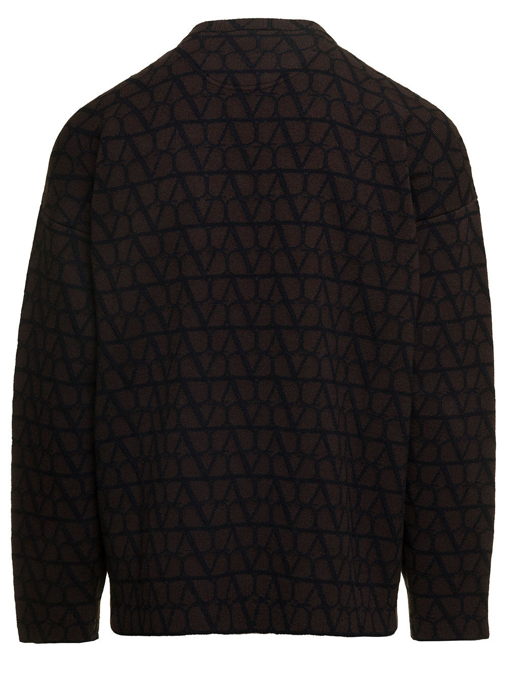 Valentino Men Brown Sweater With  'Toile Iconographe' Allover Print In Virgin Wool Man - 2
