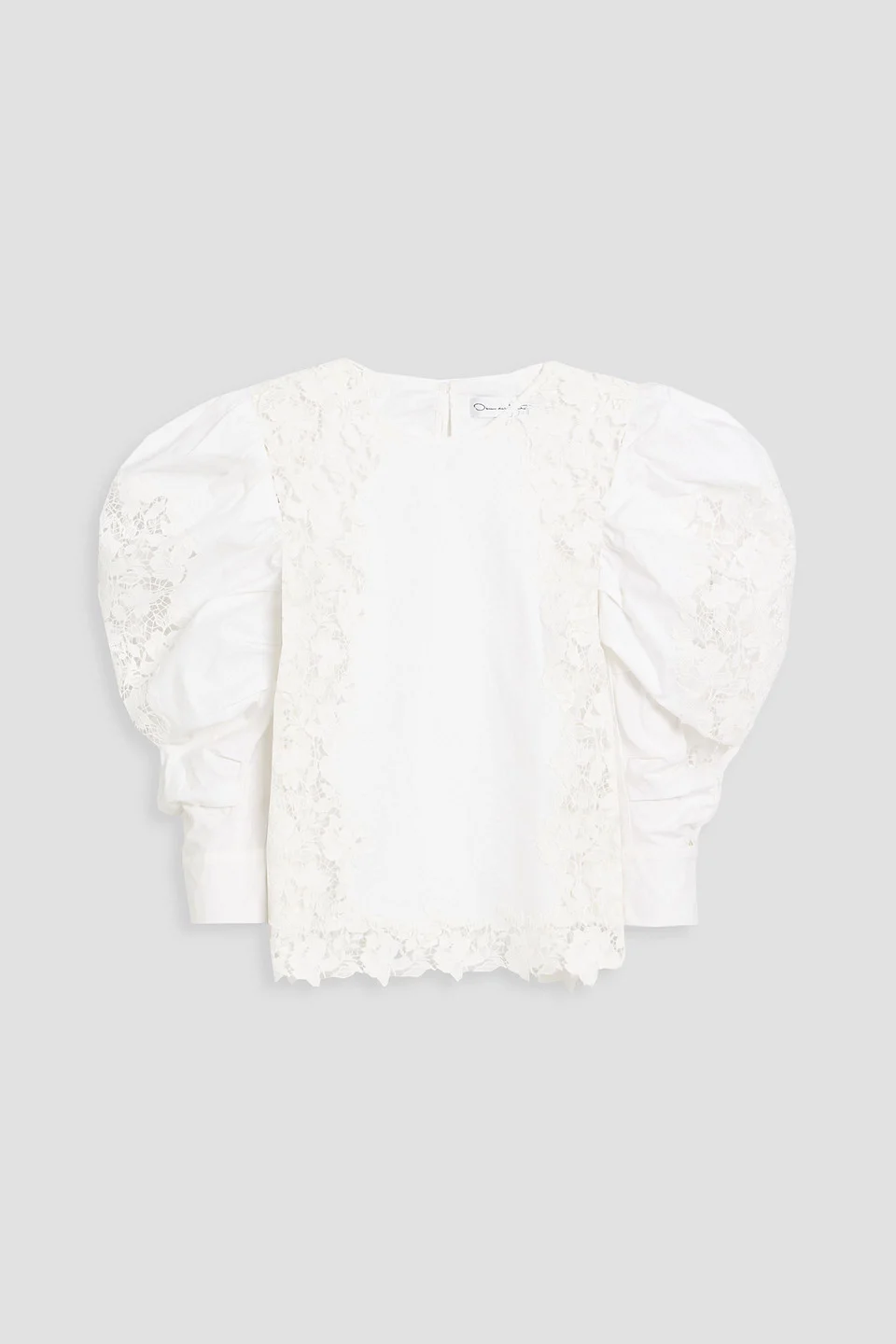 Guipure lace and cotton-blend poplin blouse - 1