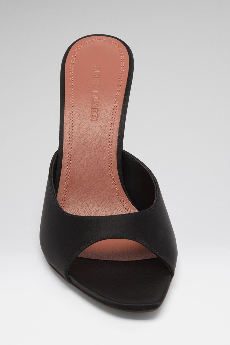 Amina Muaddi ALEXA SLIPPER BLACK SATIN outlook