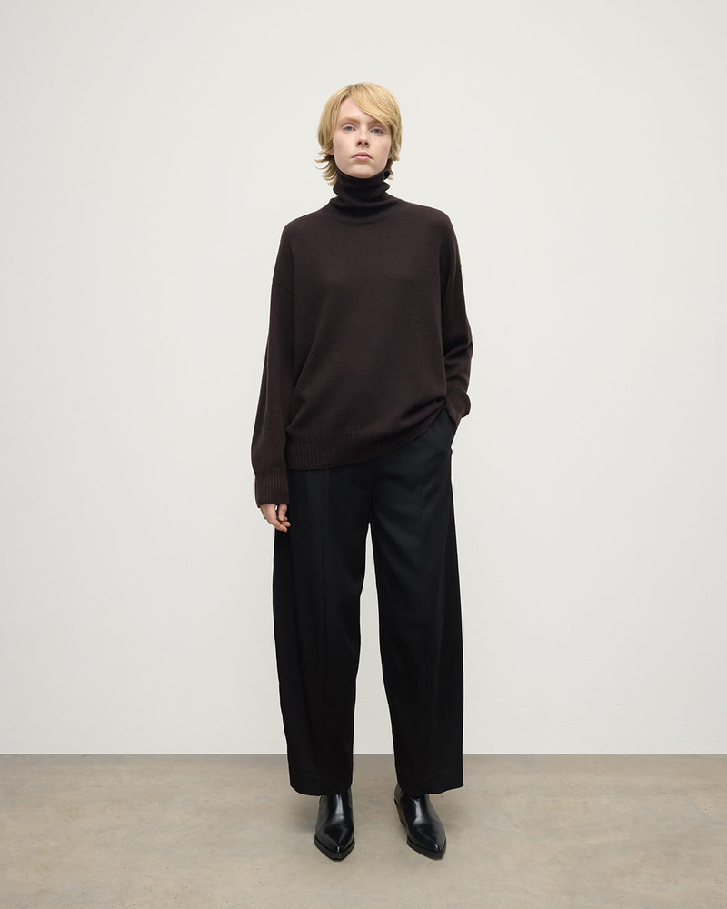 Johnstons of Elgin Gauzy Cashmere Brown Roll Neck Jumper outlook