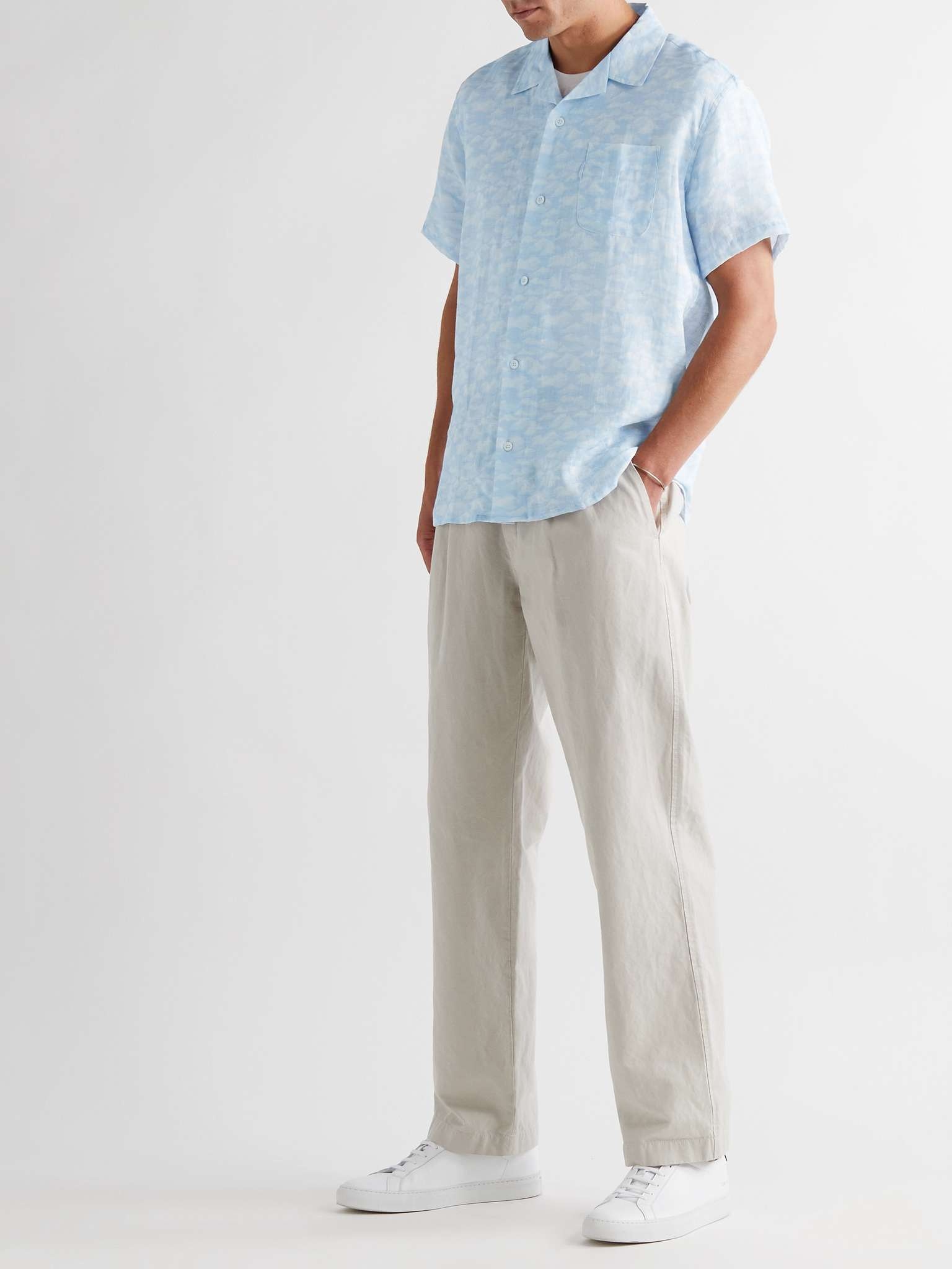 Camp-Collar Printed Linen Shirt - 2