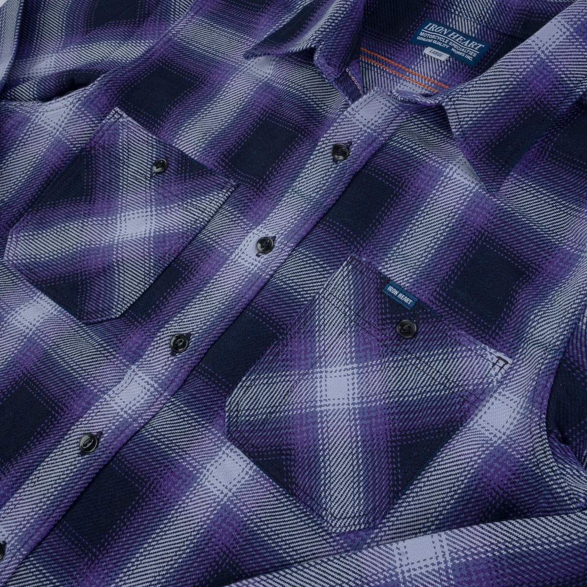 IHWF-001 9oz Selvedge Ombré Check Work Shirt - Purple - 9