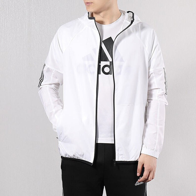 adidas Stripe Casual Sports Hooded Jacket White DU1962 - 3