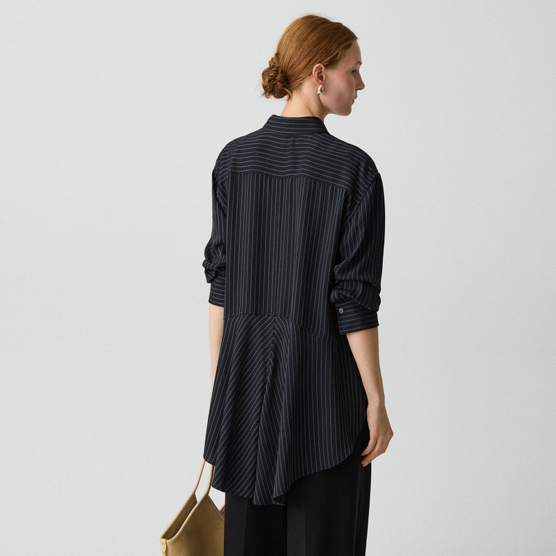 High-Low Flounce Shirt in Washed Stripe 4