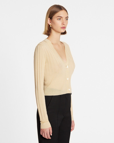 Lanvin RIBBED SILK AND COTTON V-NECK CARDIGAN outlook