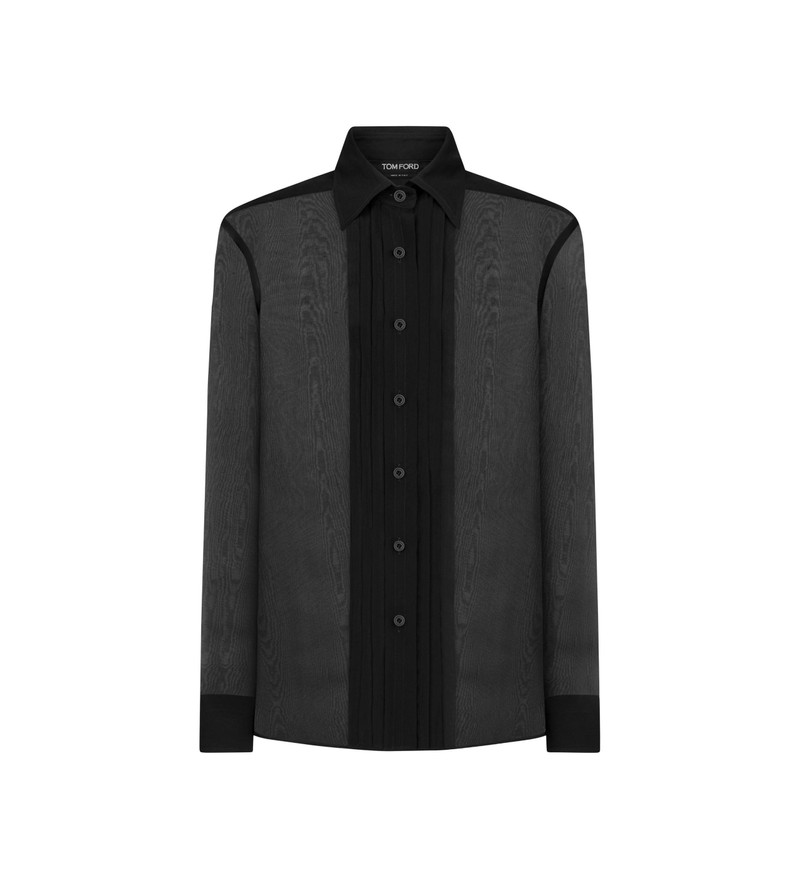 SILK CHIFFON SHIRT WITH PLISSE PLASTRON 1