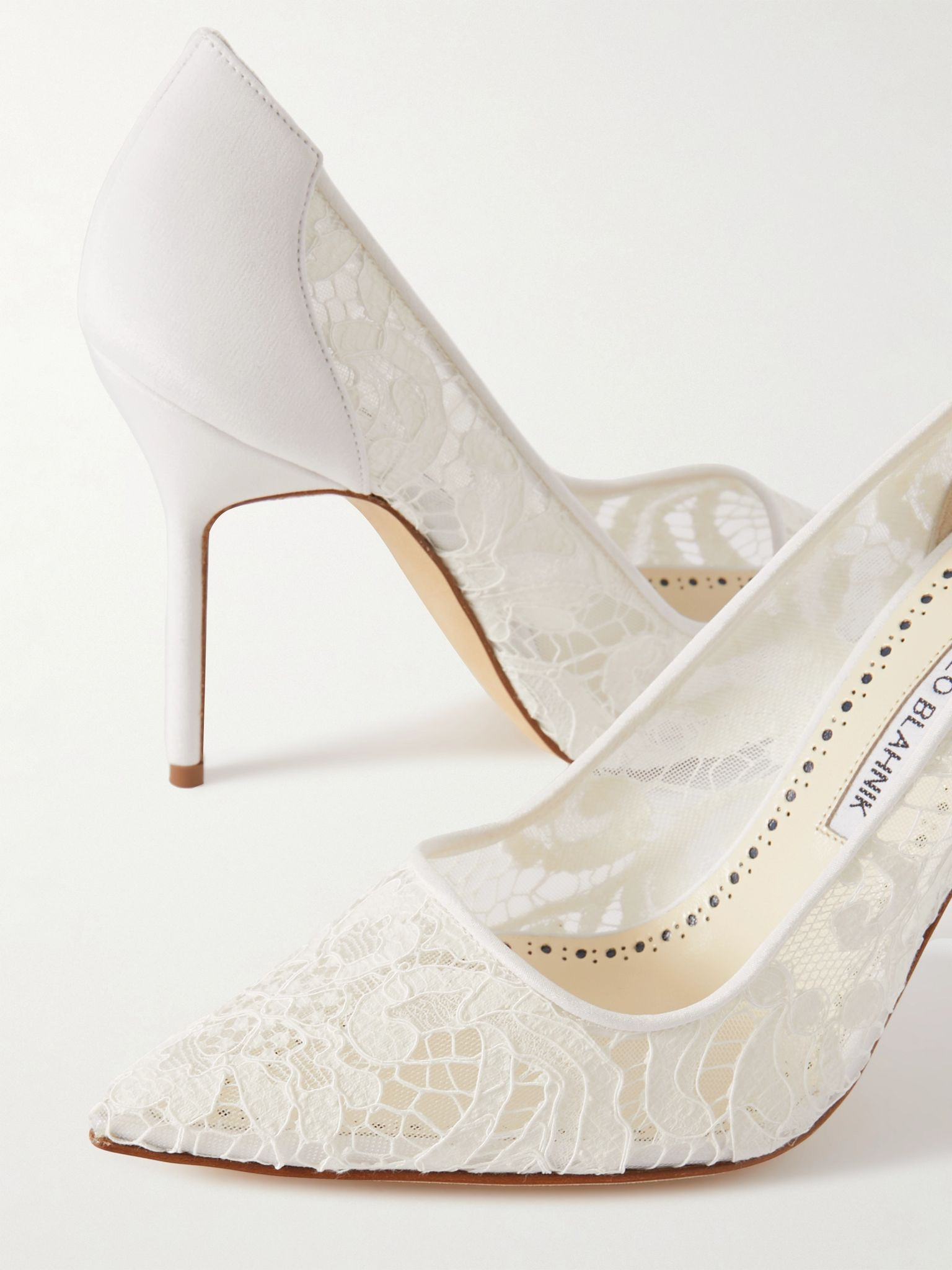BBLA 105 silk satin-trimmed corded lace pumps Ivory - 4