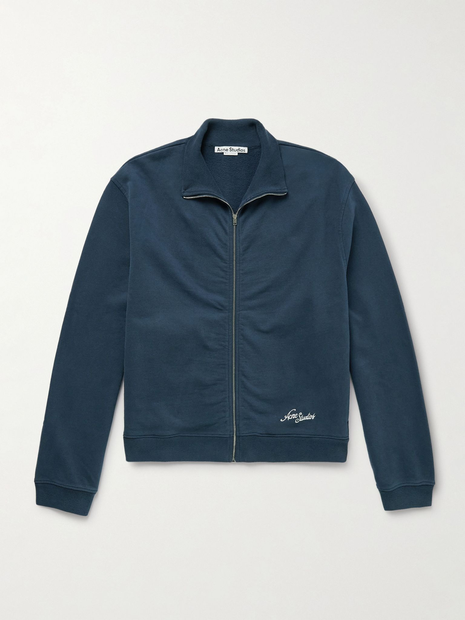 Fenro U Zip Tourist Logo-Embroidered Cotton-Jersey Zip-Up Sweatshirt Navy - 1