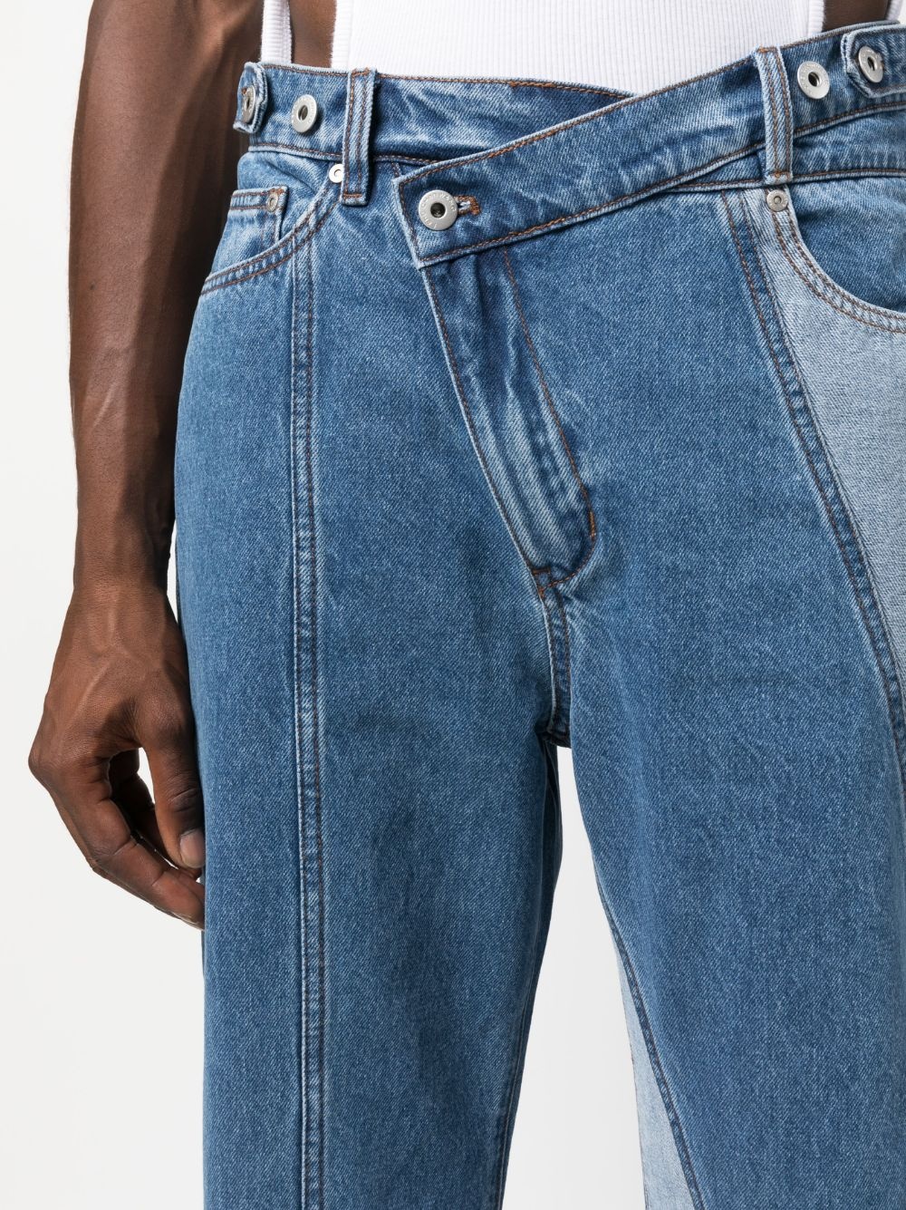 deconstructed-design denim jeans - 5