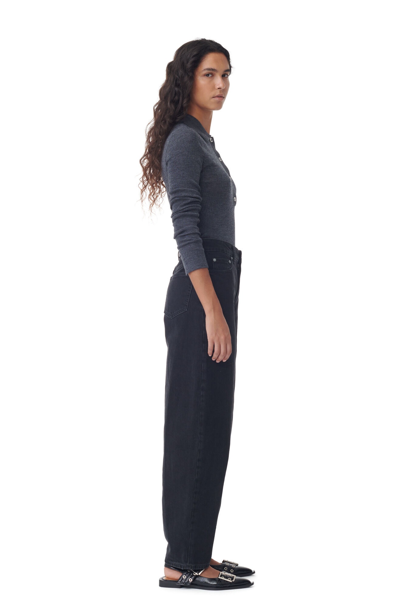 WASHED BLACK STARY JEANS - 4