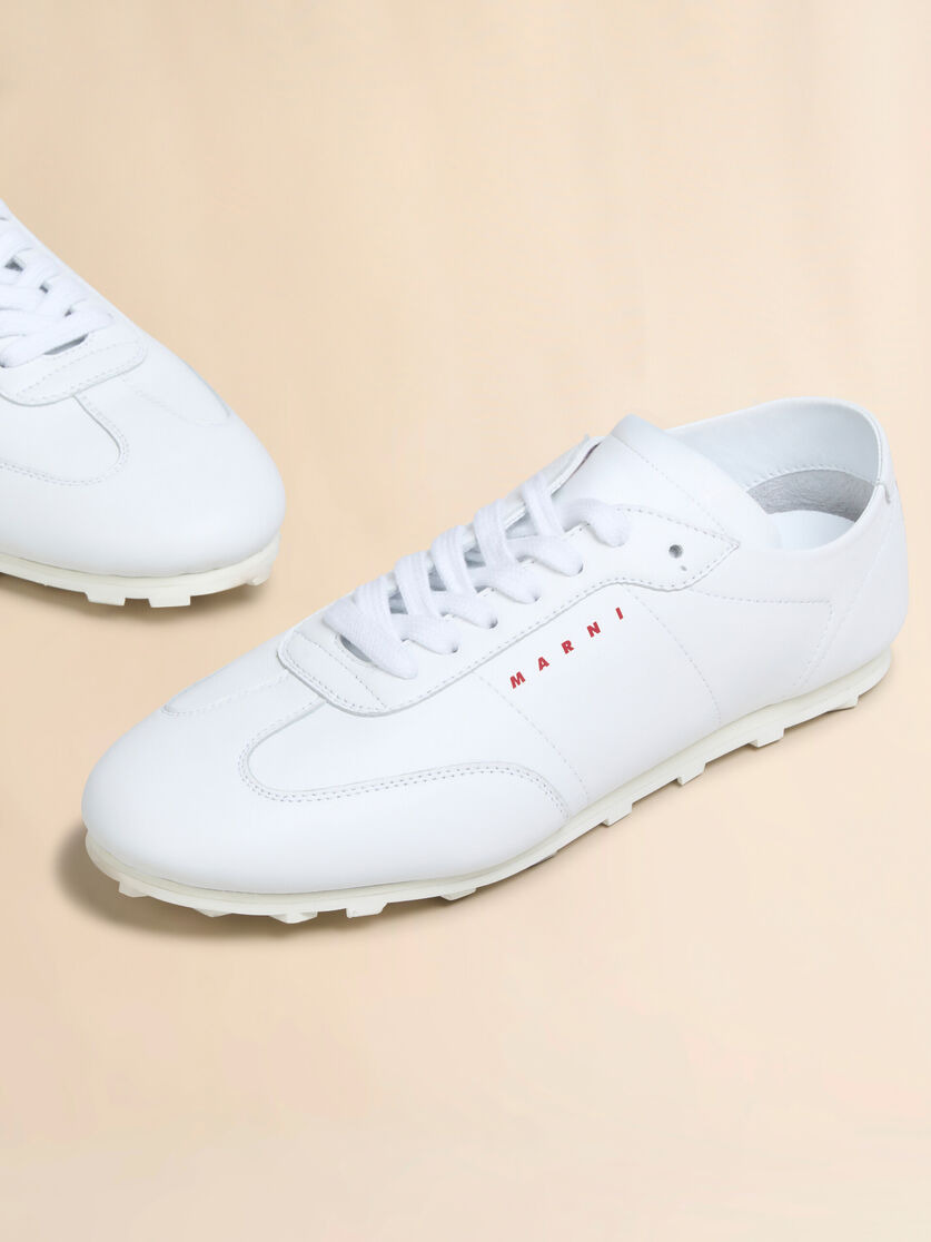 WHITE NAPPA LEATHER SOFTY SOCCER SNEAKER - 4