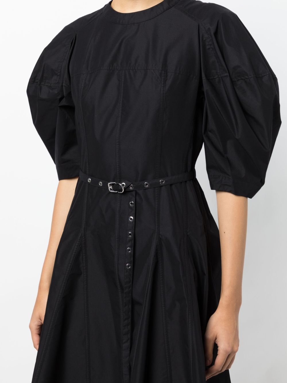 belted-waist mid-length dress - 5