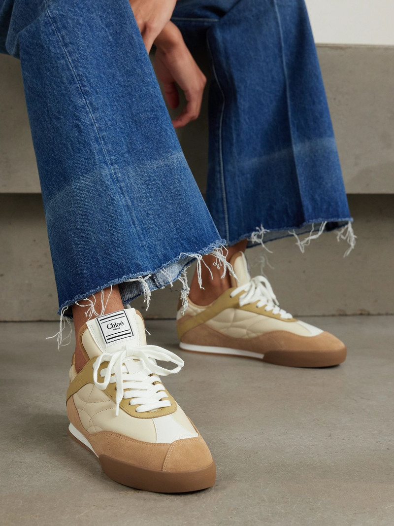 Chloé Kick suede and leather sneakers Tan outlook