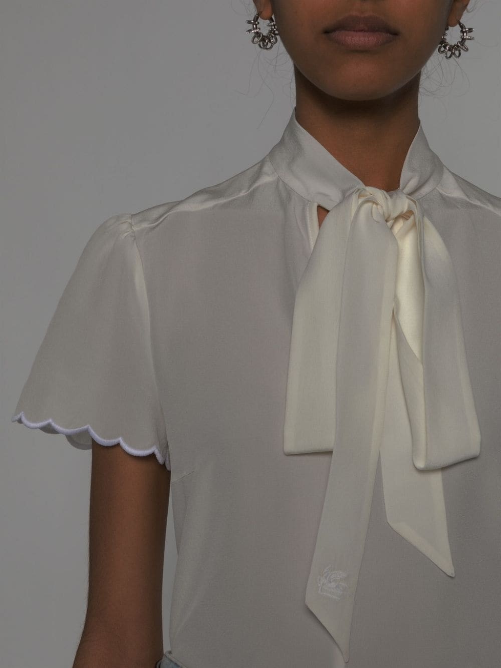 pussy-bow collar silk blouse - 5