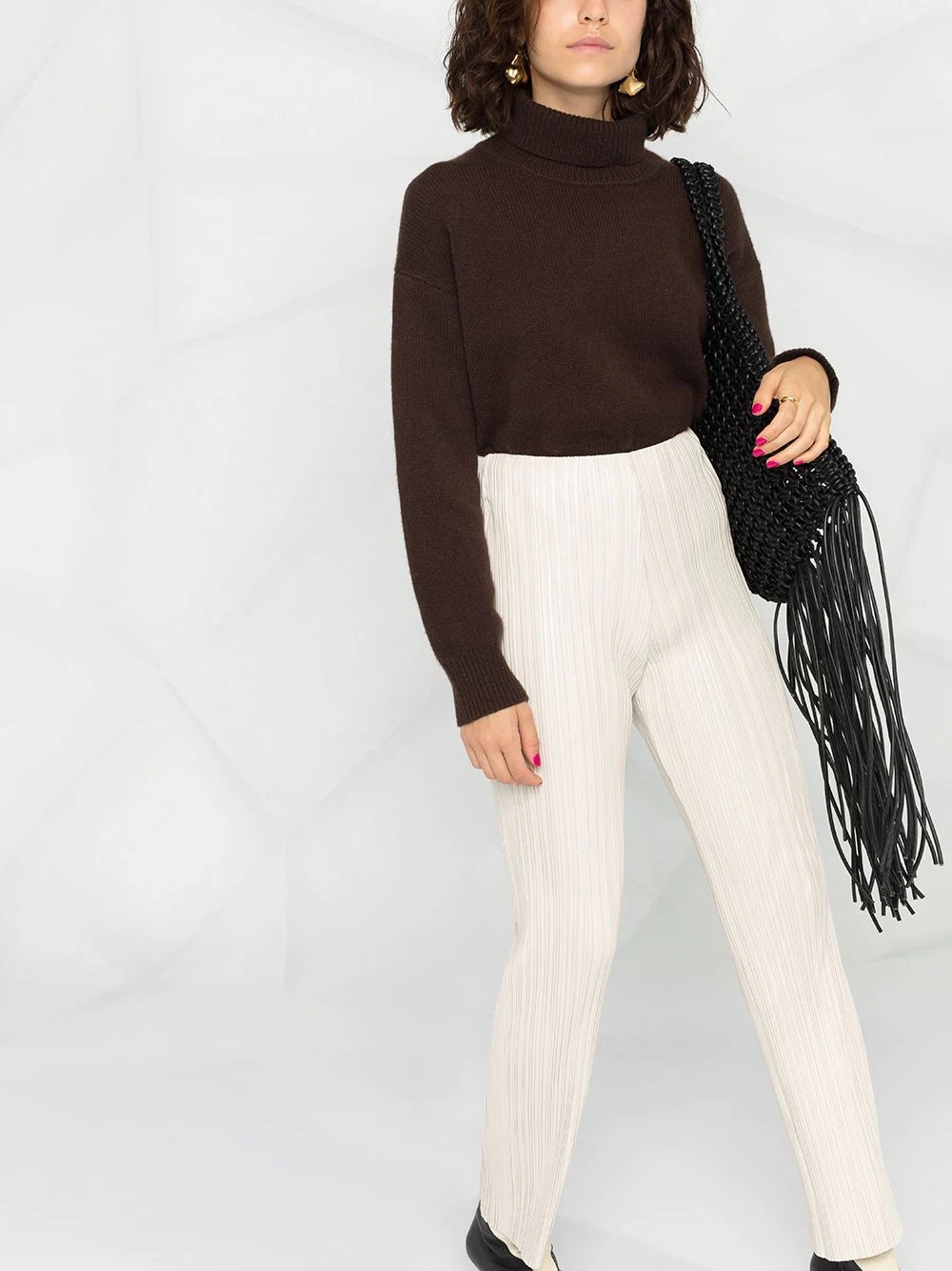 straight-leg pleated trousers - 3