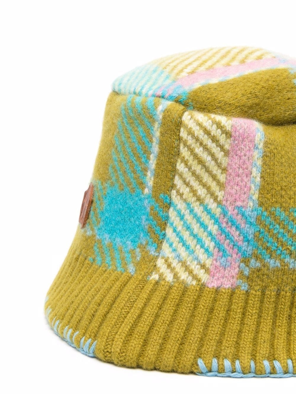checked knitted wool-blend bucket hat - 2