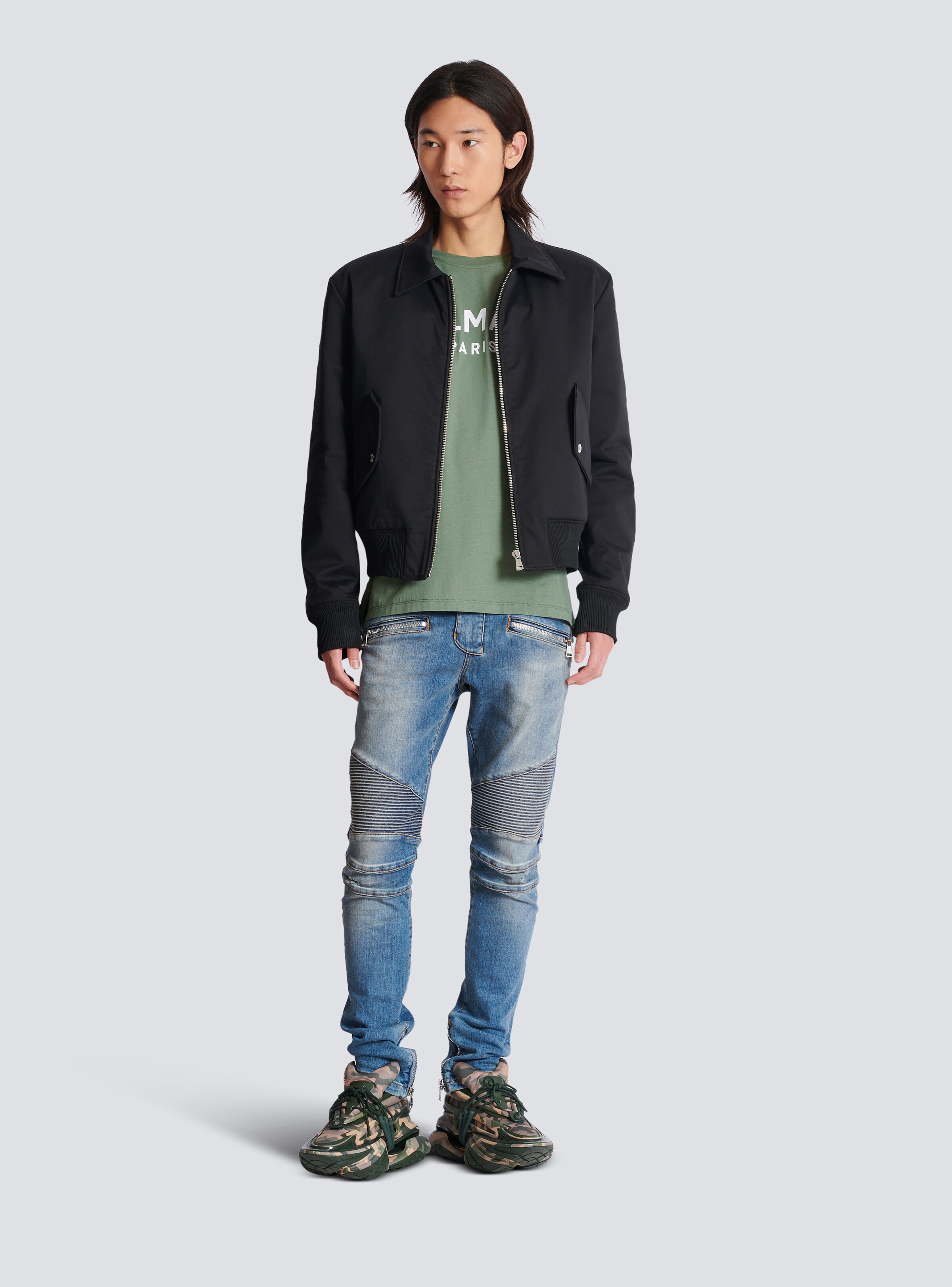Slim-fit biker jeans in blue denim - 2
